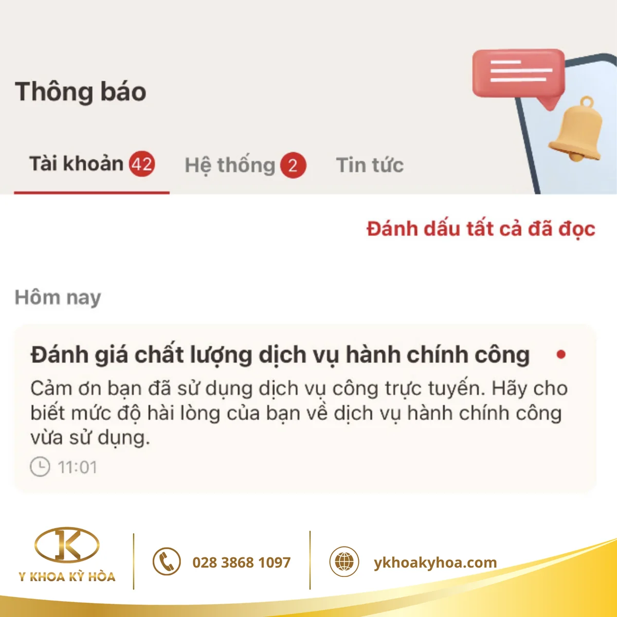 Thông báo mời đánh giá chất lượng dịch vụ hành chính công trên VNeID