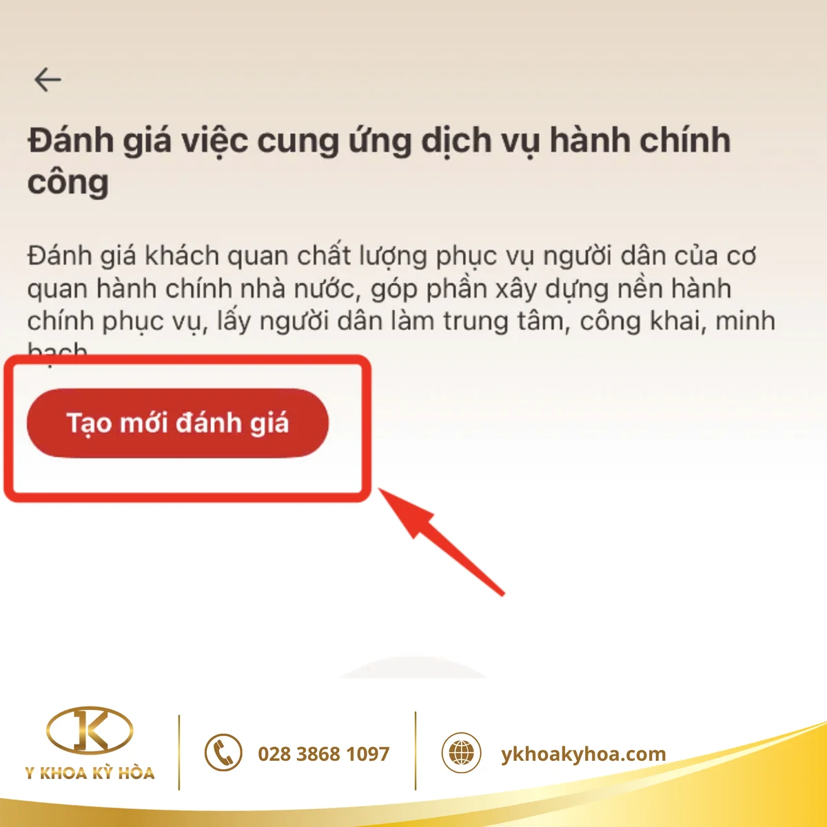 Bấm Tạo mới đánh giá trên VNeID