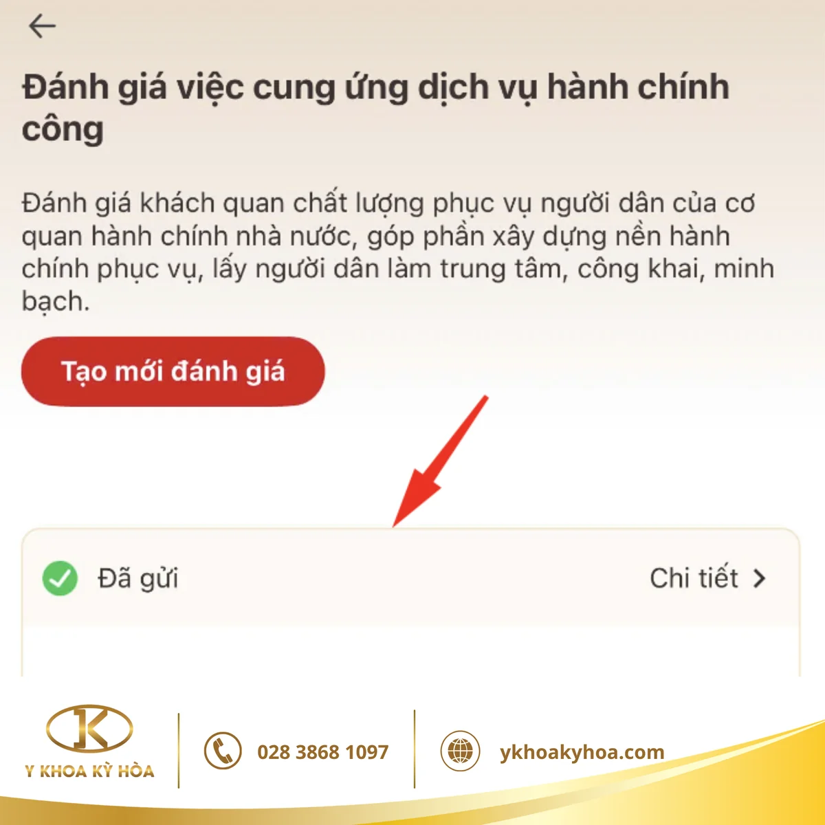 Đánh giá đã gửi hiện trong danh sách trên VNeID